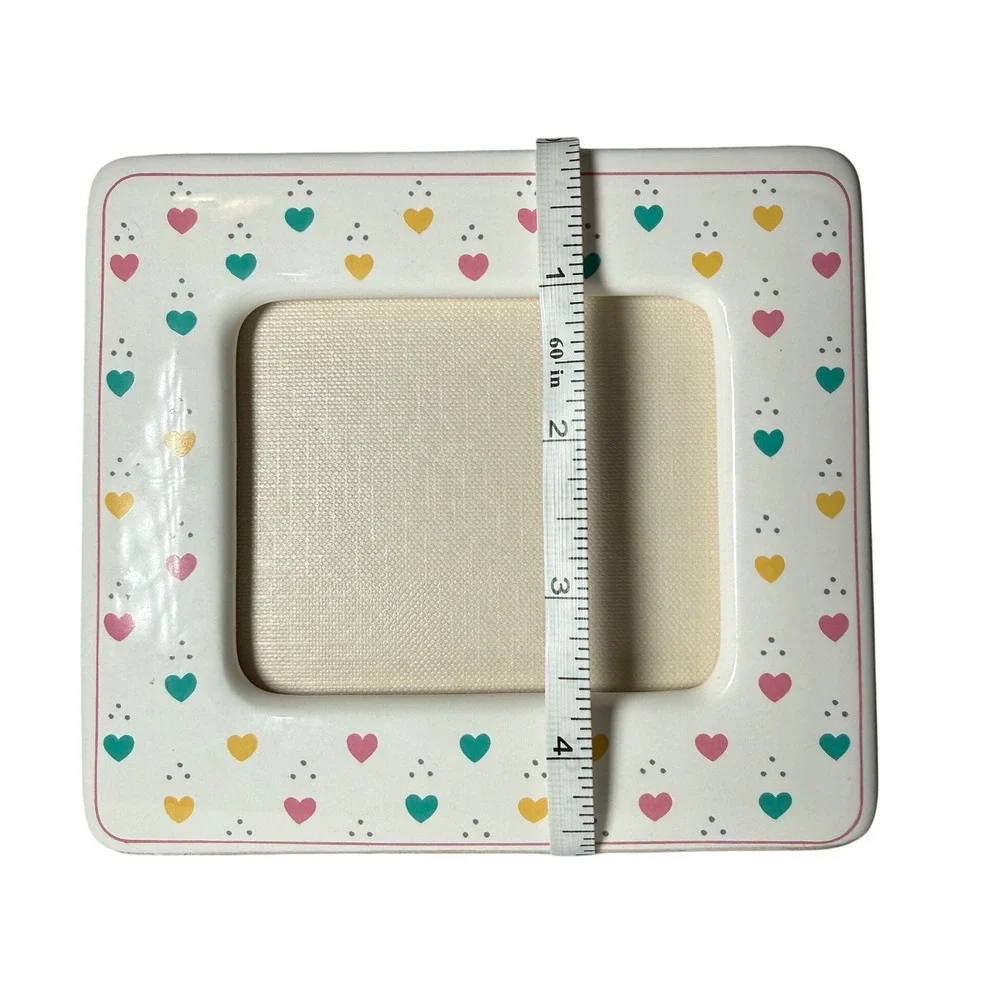 Vintage Papel Ceramic‎ Musical Photo Frame Hearts Sankyo Japan White Pink 80s